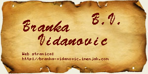 Branka Vidanović vizit kartica